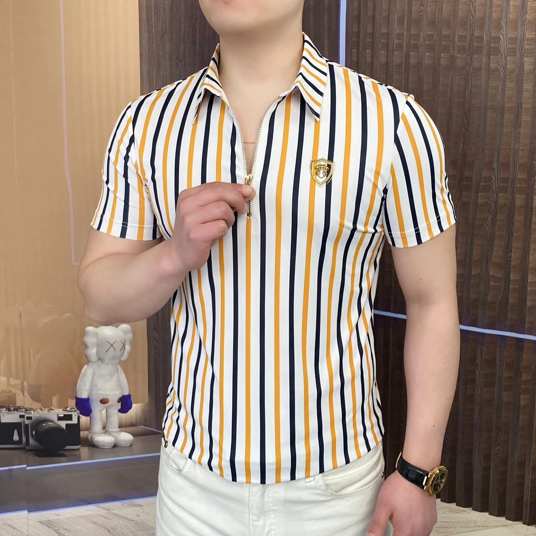 2025夏季男士白骑士Polo衫商务时尚休闲半袖中年潮流修身