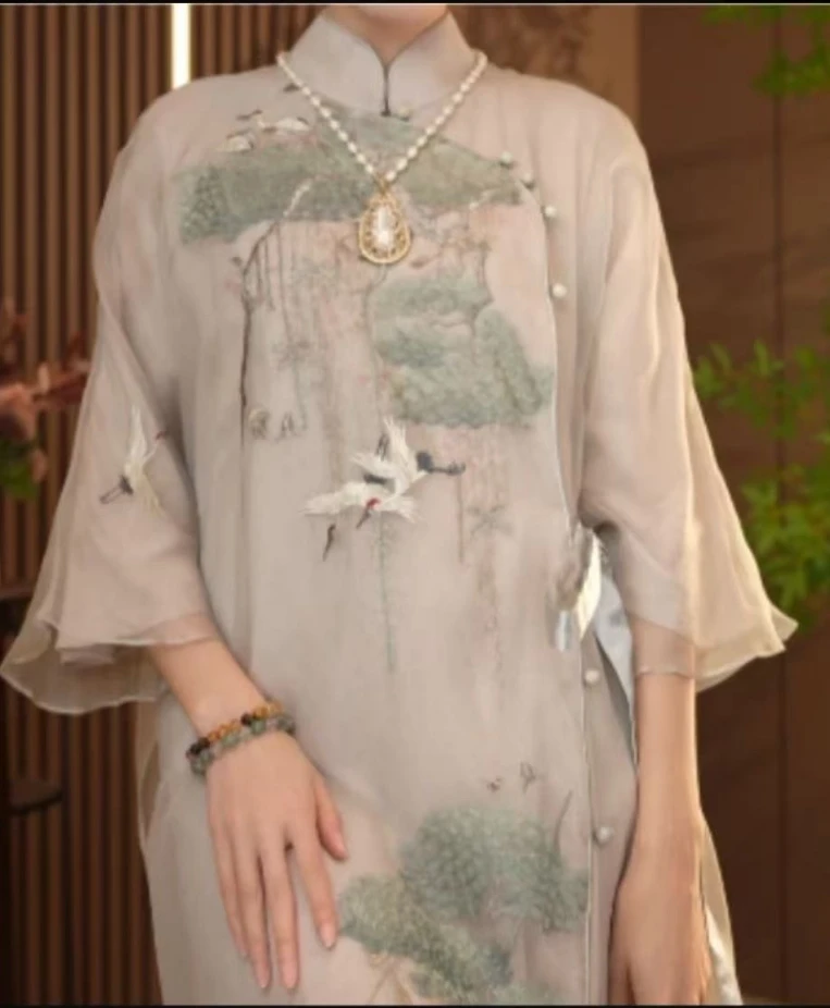 【菱烟】中国风系带新中式连衣裙2024B3308——徐徐