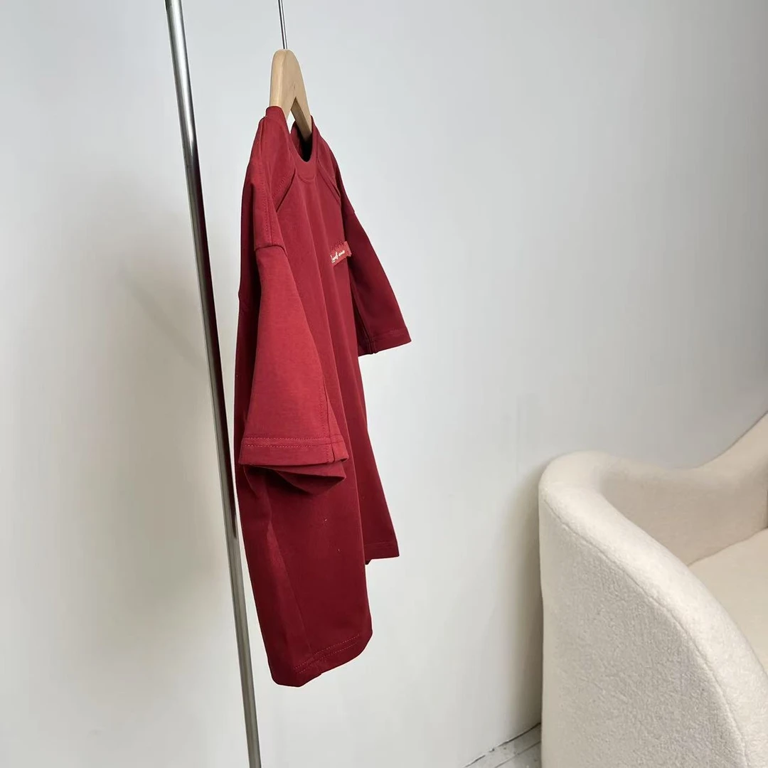 新款百搭暗红色T恤  b75 9051楚系