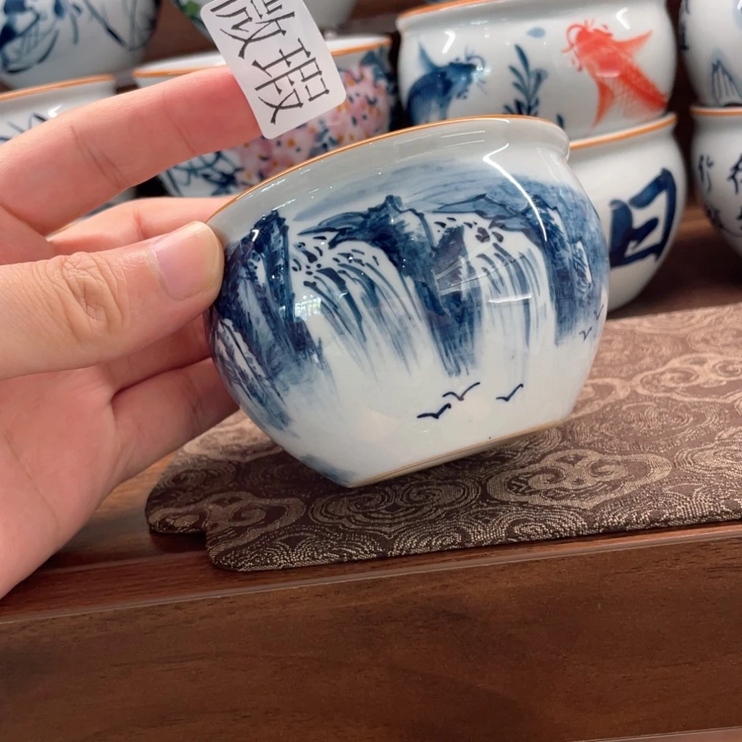 釉下手绘茶具微瑕