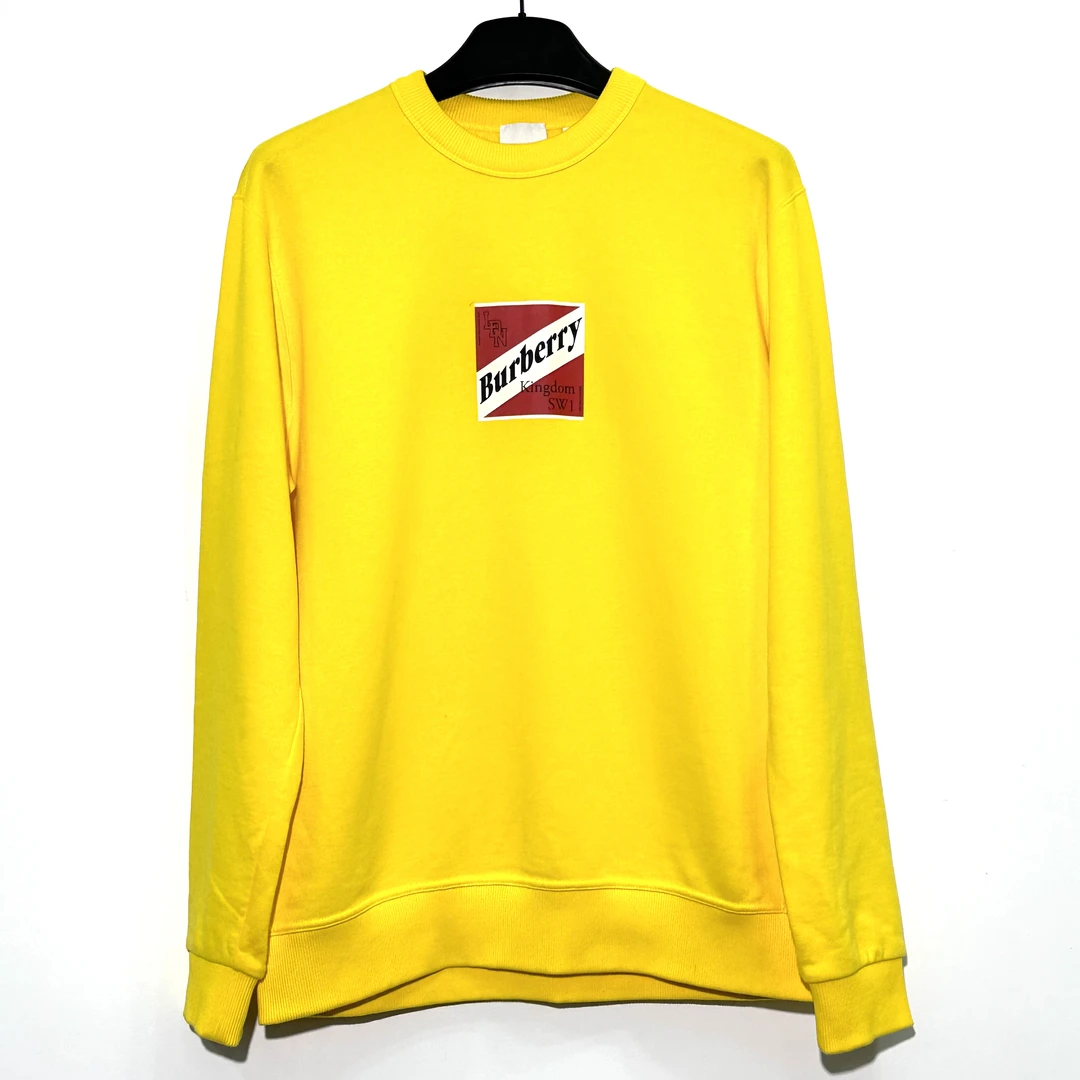 99新 BURBERRY/博柏利 M码 经典logo黄色卫衣 0286