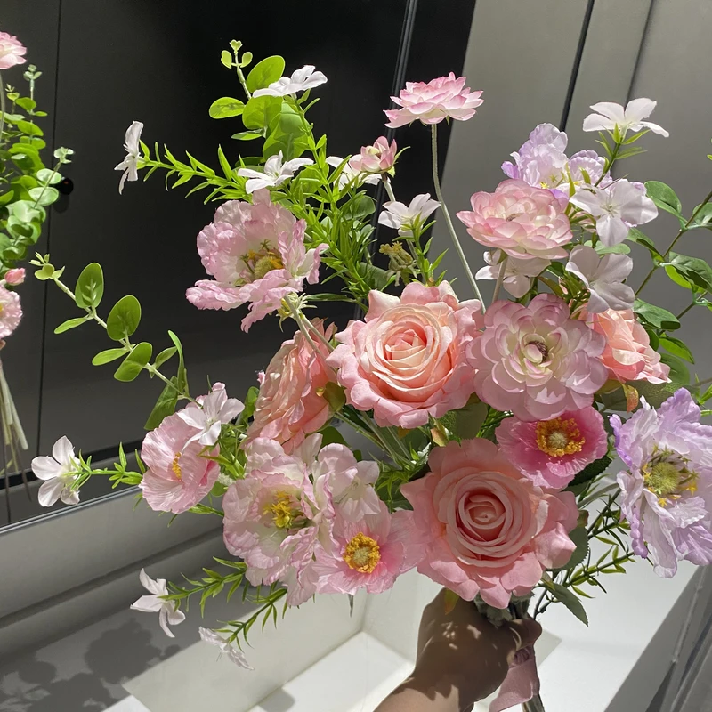 （花漾年华）玫瑰花 花园既视感 春天色系 仿真花 假花 餐桌花