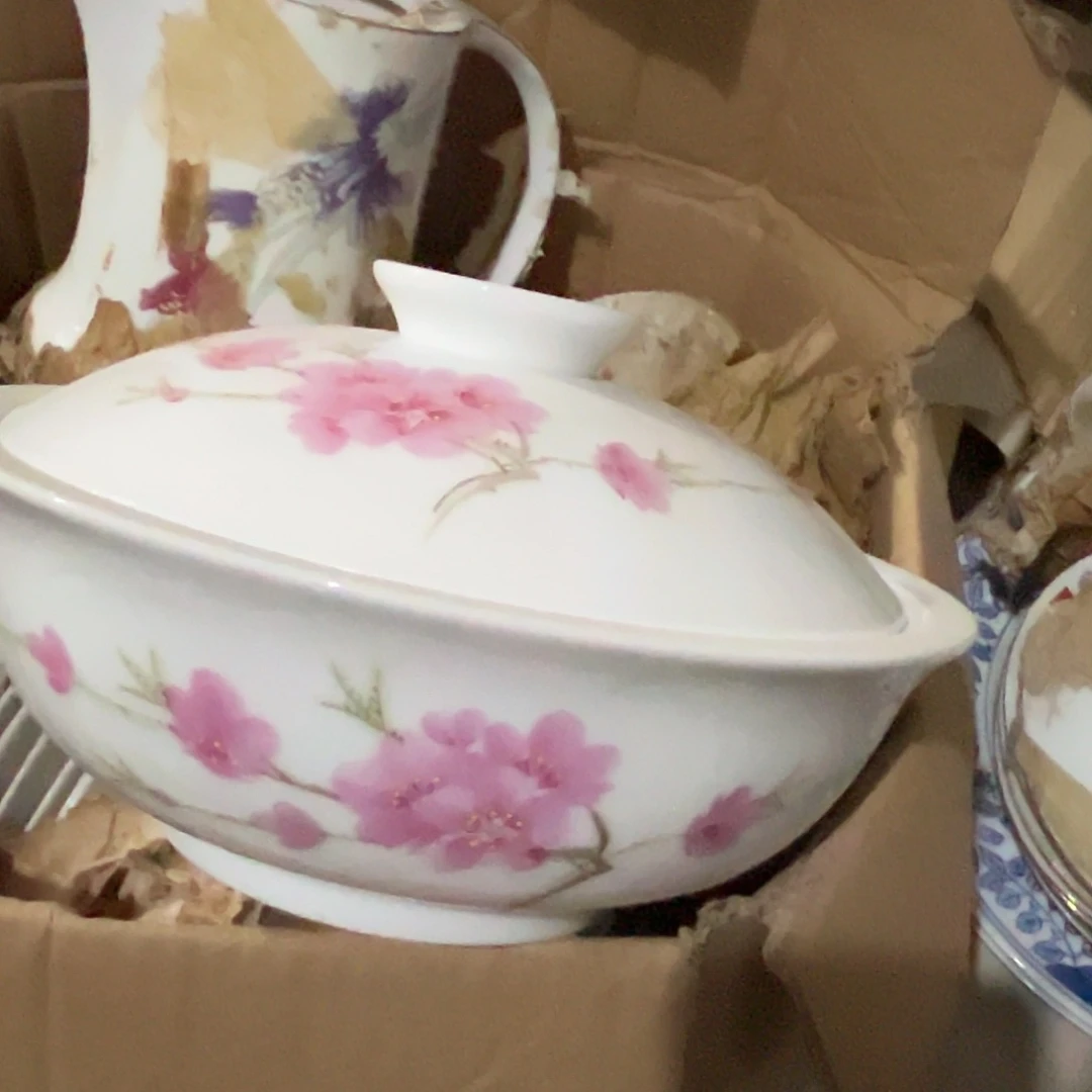 碗8寸手绘品锅一个陶瓷陶瓷