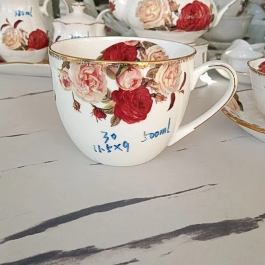 新疆西藏拍6个包邮金秋玫瑰口径11.5厘米高9厘米500毫升大早餐杯