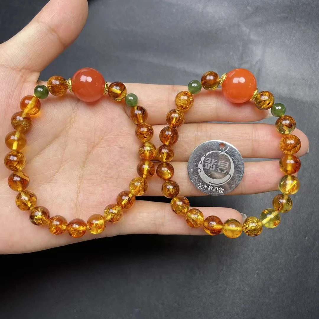翡昱-N15-48565-琥珀手串/约8+/约18颗/-多样性发其一