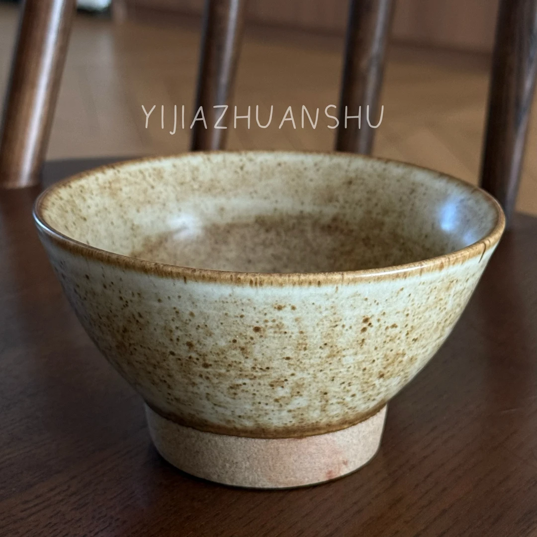 复古奶奶复古陶瓷纯手工5英寸日式斗笠粗陶饭碗