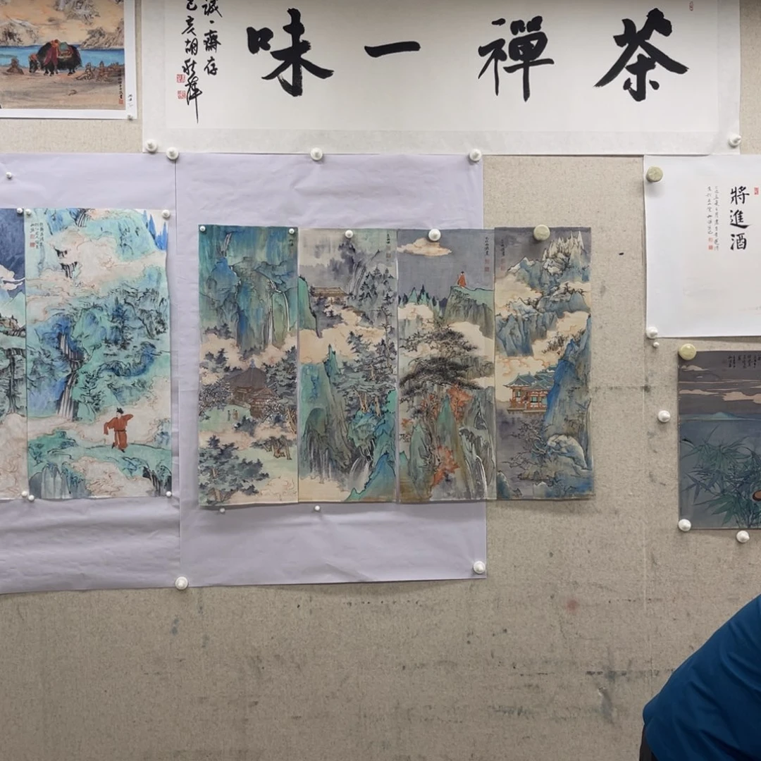 雨***巷国画柳谦四条屏订金（19800）