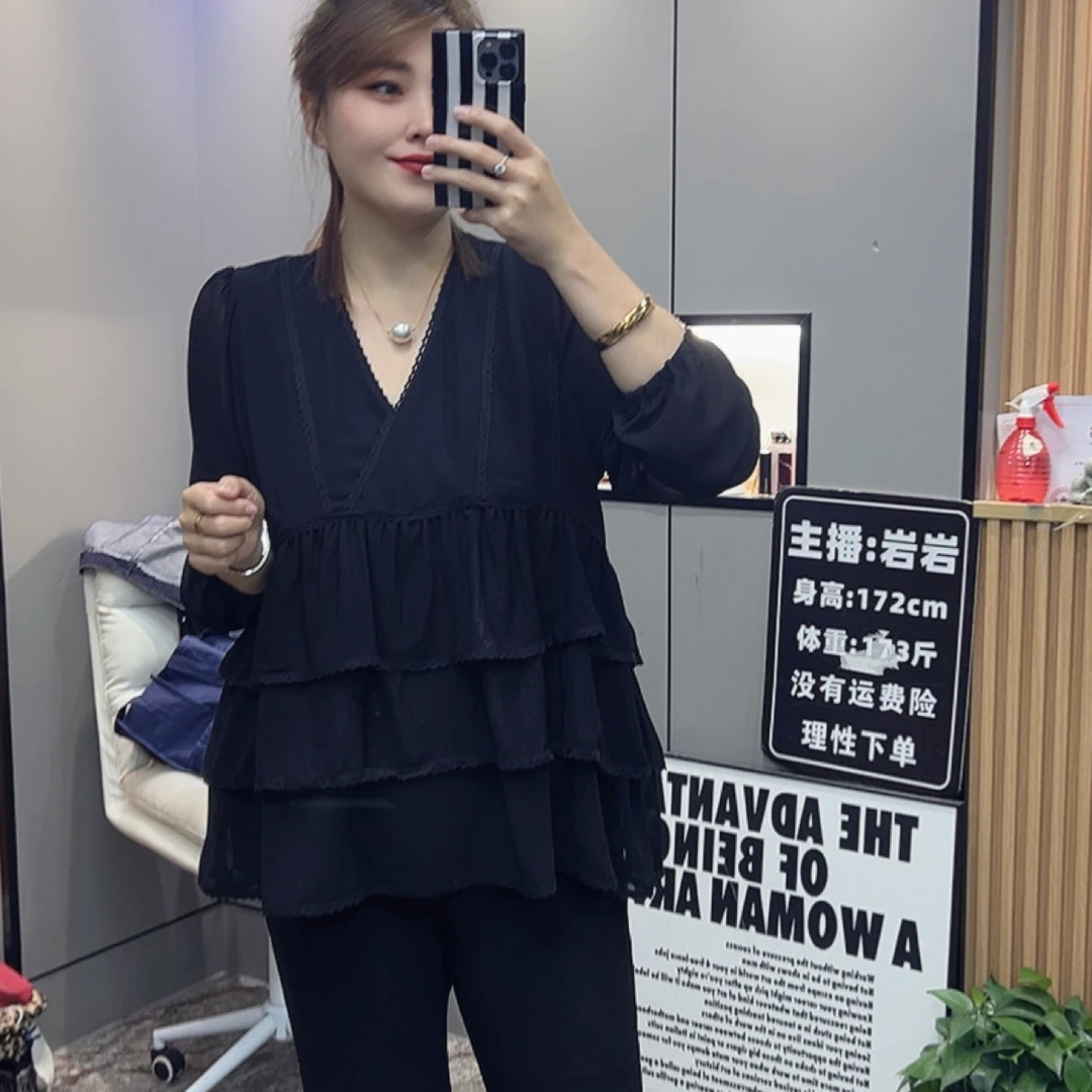 岩岩家秋季蛋糕边显瘦女上衣2078