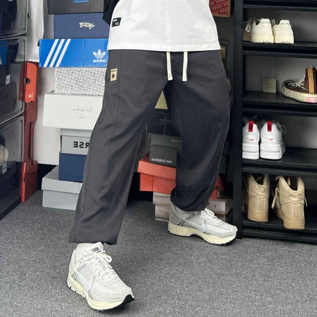 斌斌梨日系潮流纯色简约束脚卫裤莱赛尔薄款运动风宽松抽绳休闲裤