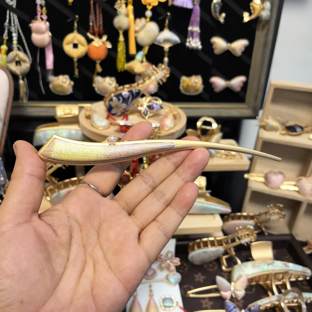 名家宋锦手工制作金色气质民族风轻奢时尚黄色精美布艺发簪古风