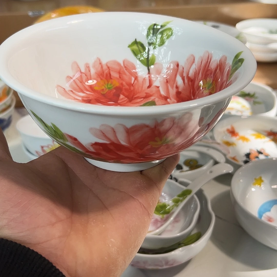 陶瓷景德镇高温釉下陶瓷6.5寸手工碗