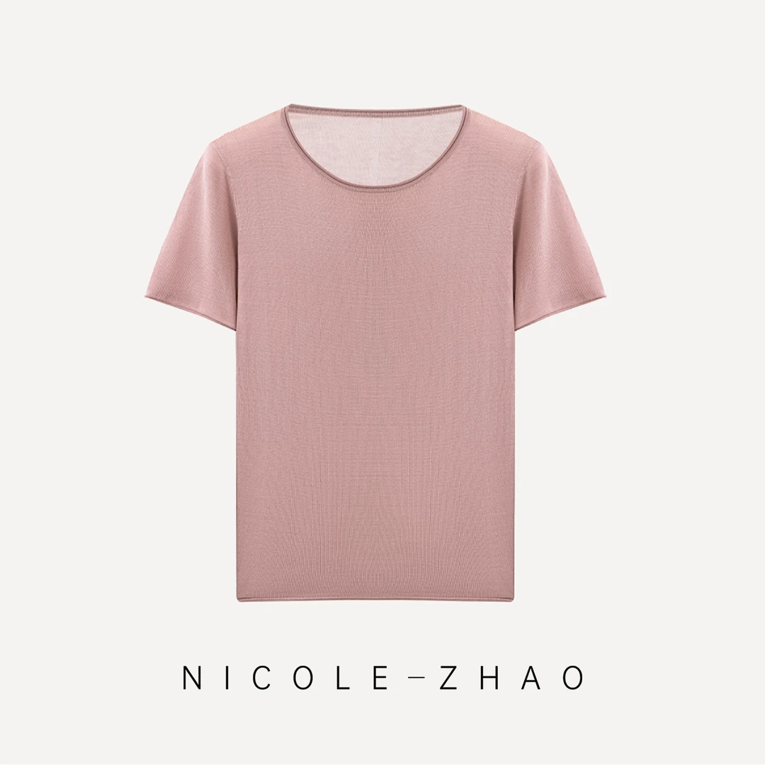 SG2213【贵姐NICOLE】圆领百搭纯色修身显瘦百搭短袖上衣户外