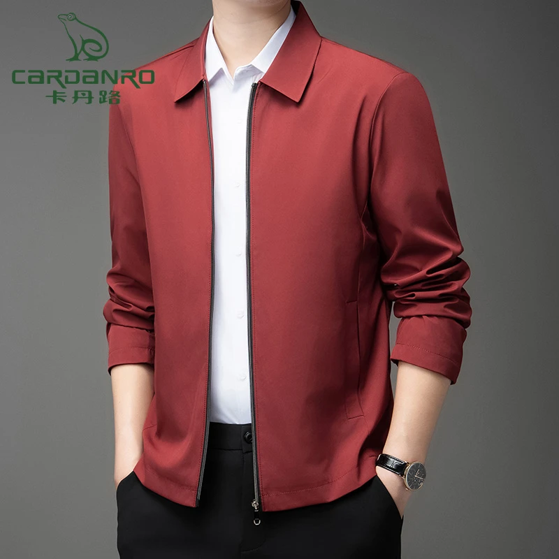 卡丹路新款春秋季休闲宽松百搭外套中年男商务翻领夹克
