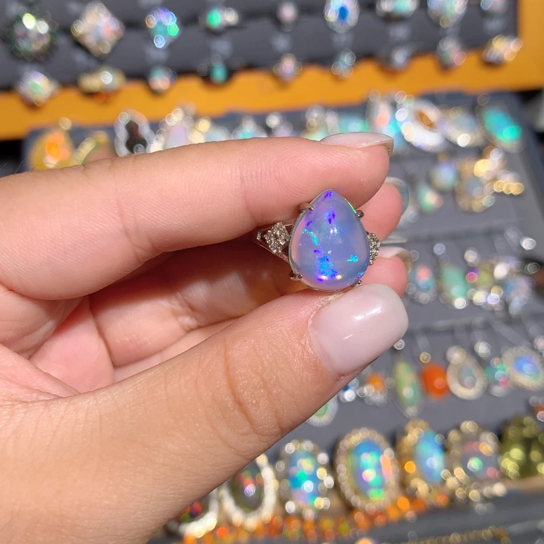 银S925镶嵌欧泊欧泊戒指l