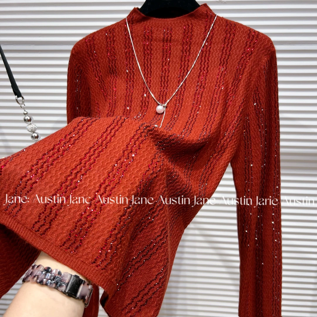 Jane Austin •（红璎珞）显瘦长袖圆领针织衫修身时尚百搭毛衣女