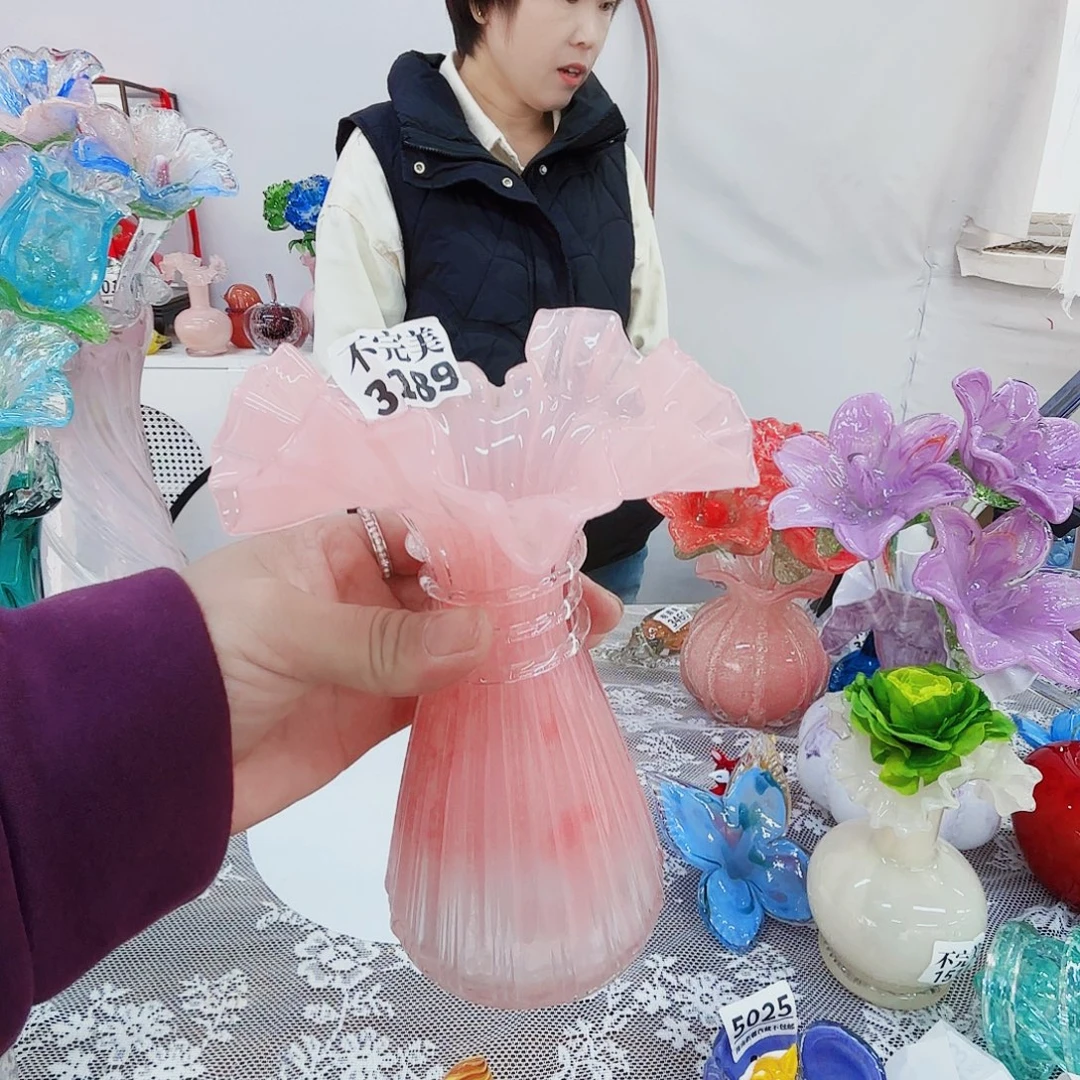 琉璃花瓶花艺术品摆件