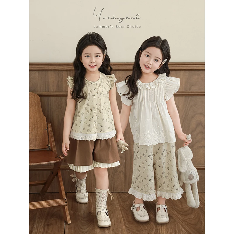 幼悠女童夏季数码满印娃娃衫套装2025年款衣服儿童潮牌童装X5112