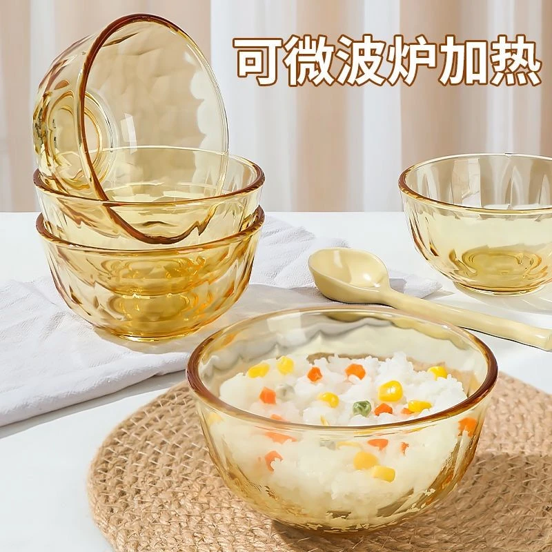俏洁厨房玻璃碗耐高温大容量透明家用高档米饭碗面盆可微波炉饭碗
