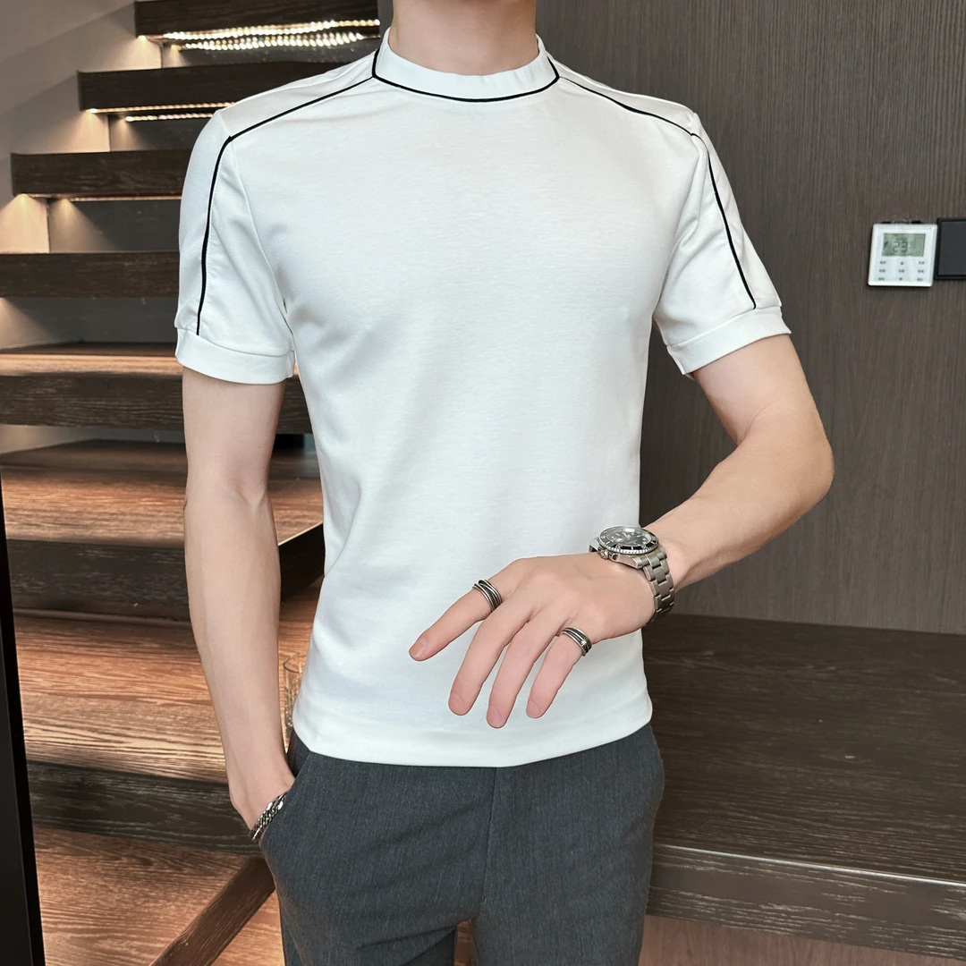 设计感拼接短袖t恤男夏季新款时尚潮流痞帅休闲高级感体恤上衣男