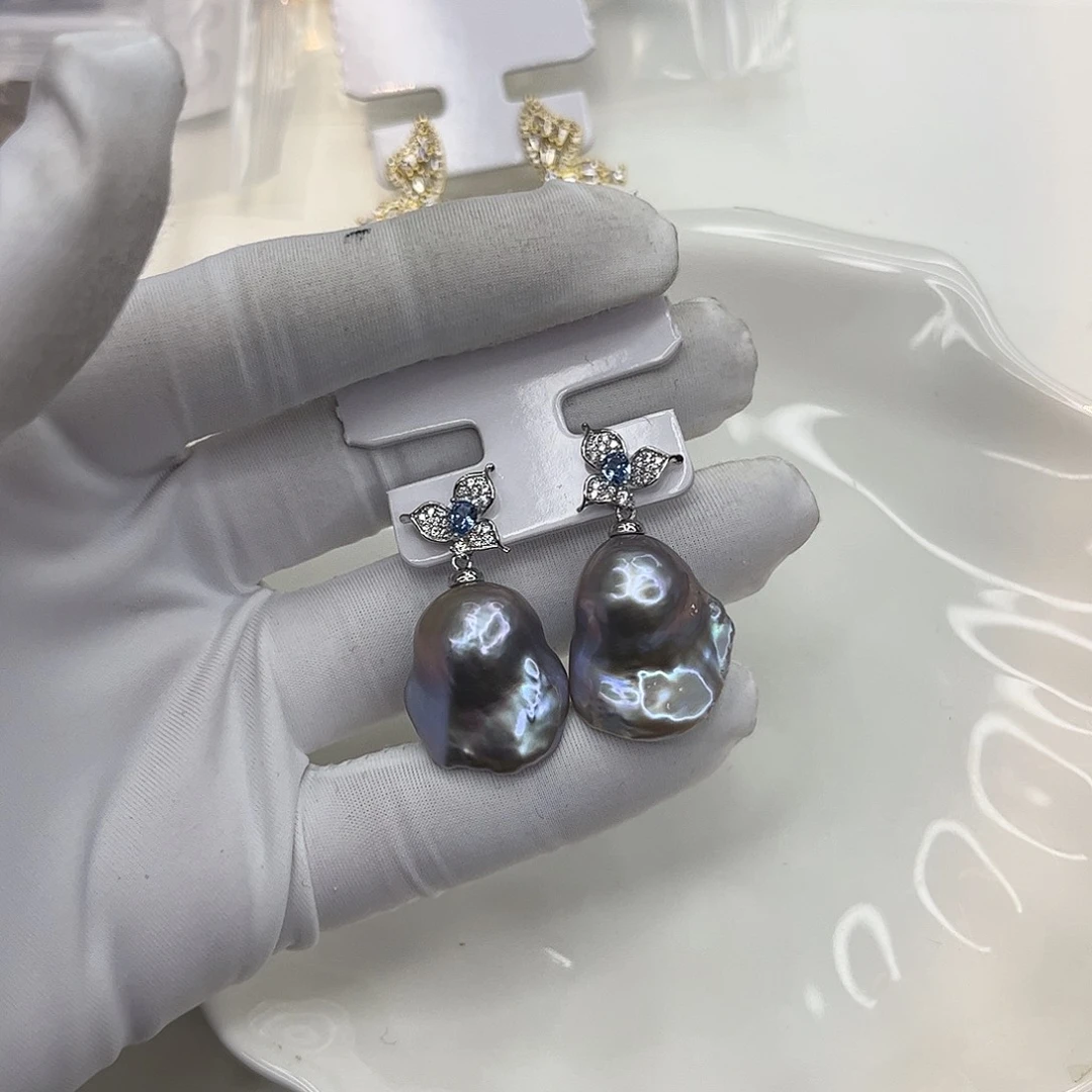 淡水珍珠耳饰合金