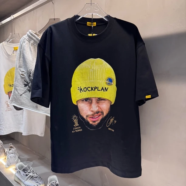 欧美篮球库里大头美式休闲宽松运动男女同款圆领短袖