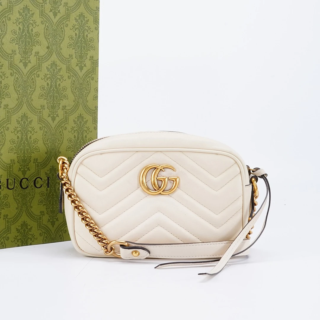 95新 GUCCI/古驰 【小清专属】马蒙相机包小号白色/BG22006930