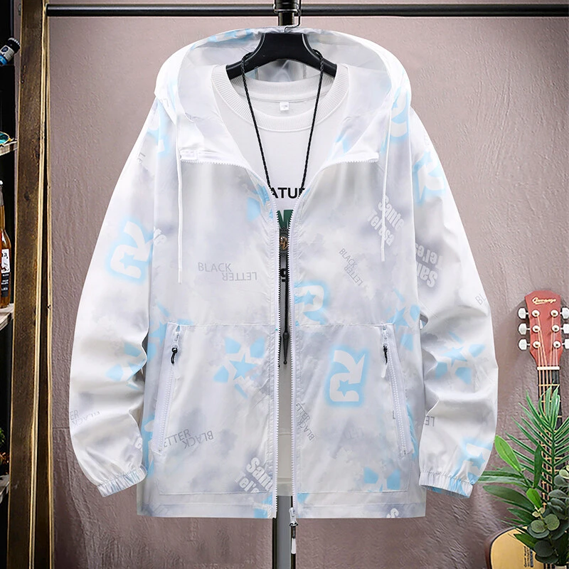 青少年休闲潮流夏季新款薄款长袖上衣服连帽中学生帅气户外防晒衣