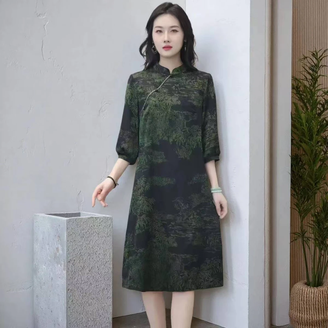 10410-中老年夏季新款女装时尚大气优雅精致妈妈装连衣裙【G仓】
