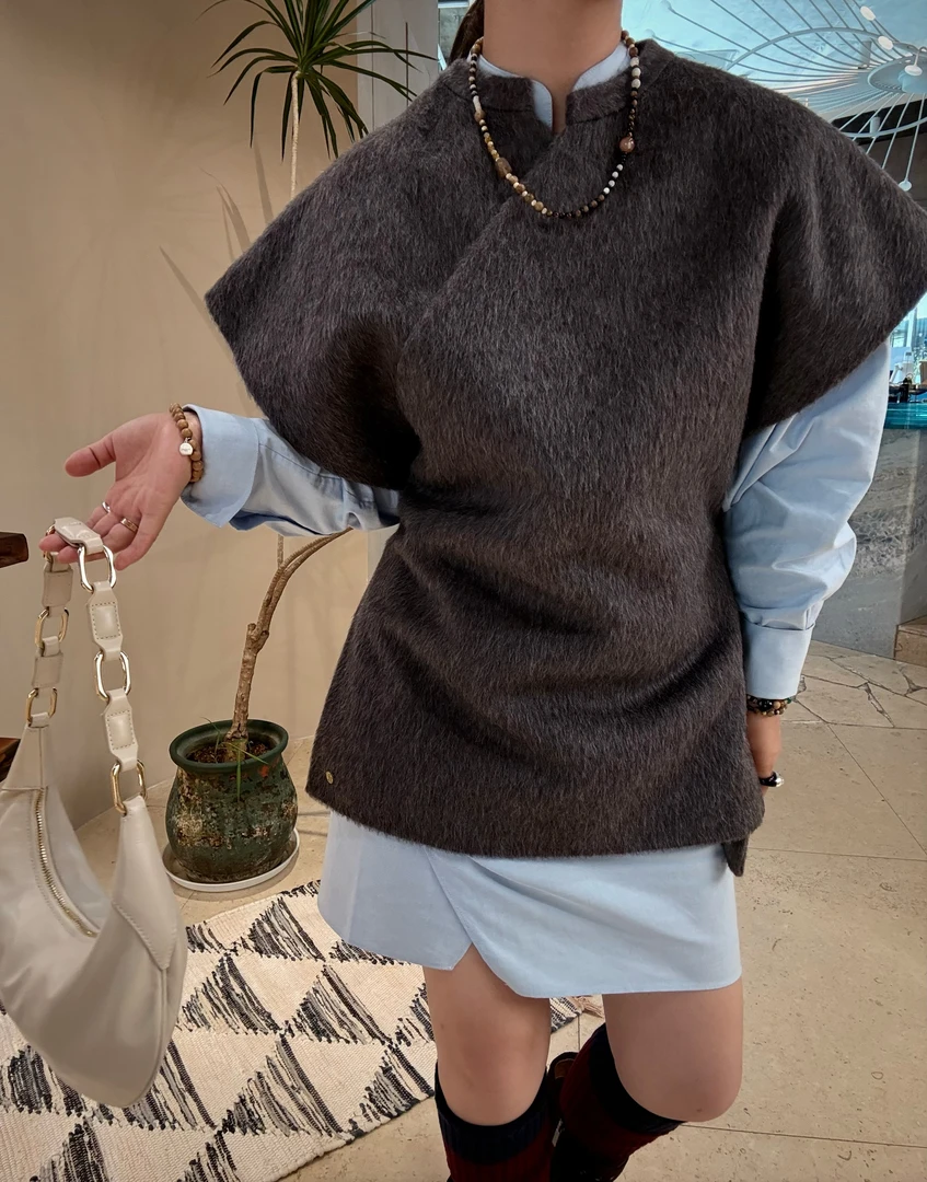 Samuel Gui YangDOUBLE FACED WOOL SOLAR VEST杂花马甲