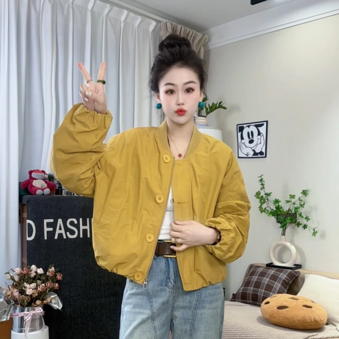 韩国高级感立领夹克外套女春秋装2025新款宽松休闲短款超火的上衣