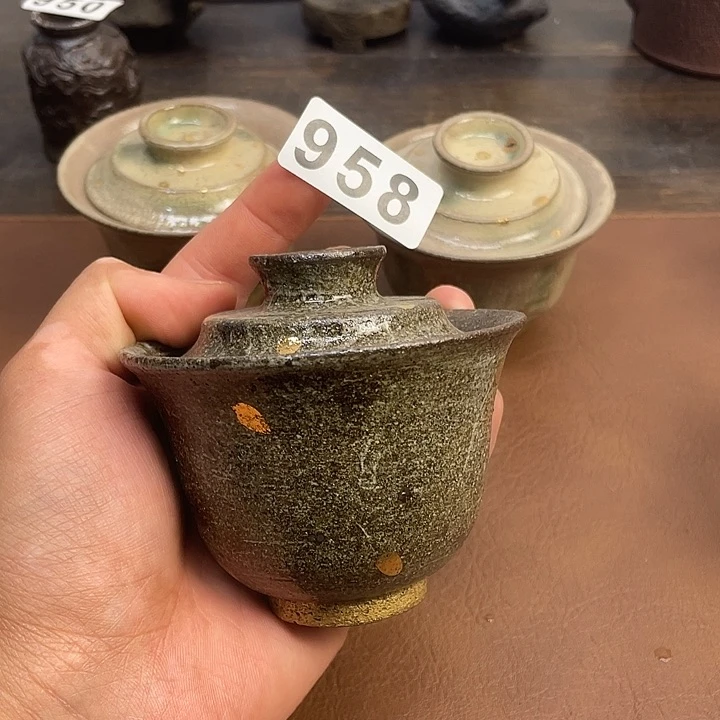 958 破价作者器粉引开片盖碗