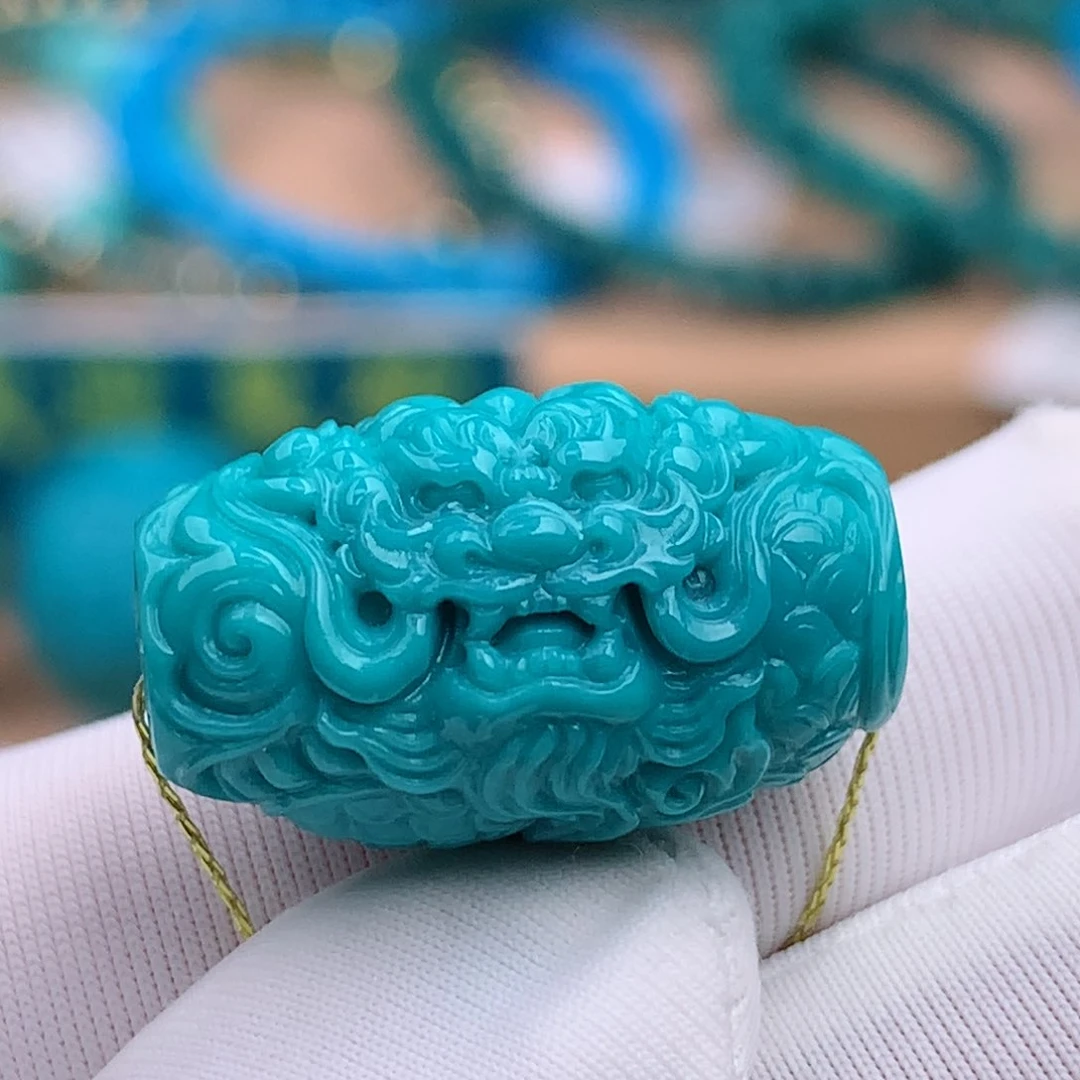 未镶嵌绿松石珠宝奇石12mm龙桶珠