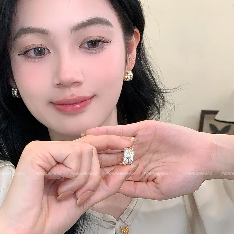 合金锆石耳饰 EH180圈圈耳环小众设计感高级冷性风耳钉女洋气耳饰