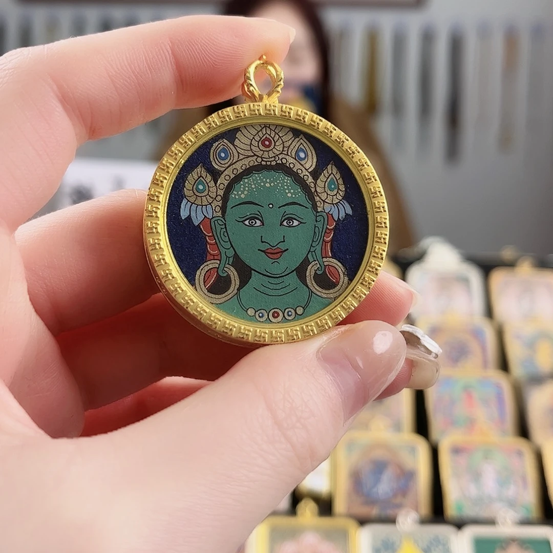 吊坠绿度度 纯手绘放漏3.5