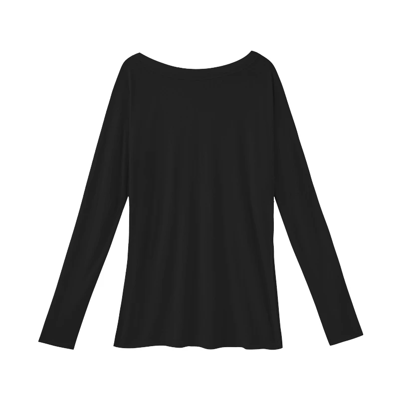 【QICIFIER】黑色   纸片人面膜衫 宽松显瘦纯色休闲瑜伽长袖 2595