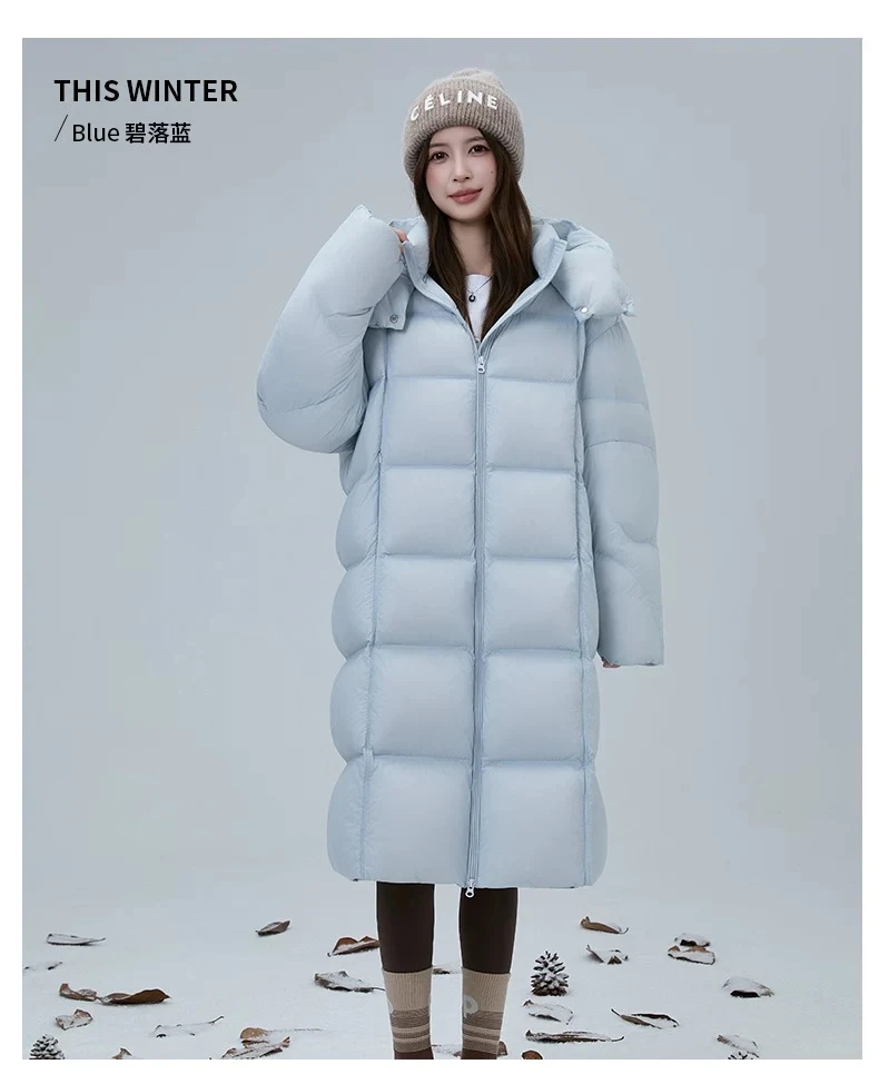 95%白鸭绒羽绒服女长款2025冬新款小个子加厚宽松云朵泡芙显瘦