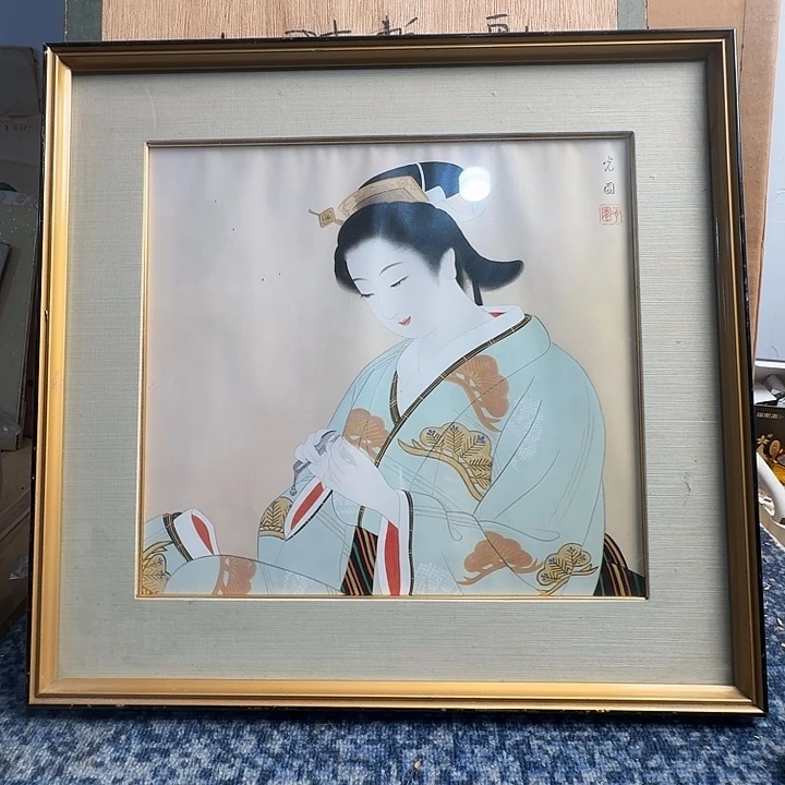 中古框画有瑕疵破损已拍