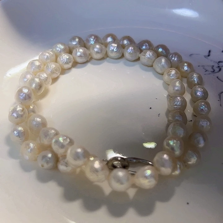 项链银S925镶嵌淡水珍珠