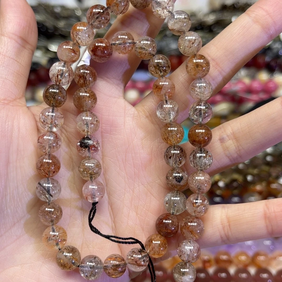 玛瑙/玉髓散珠天然黑金超7卡8长条38厘米