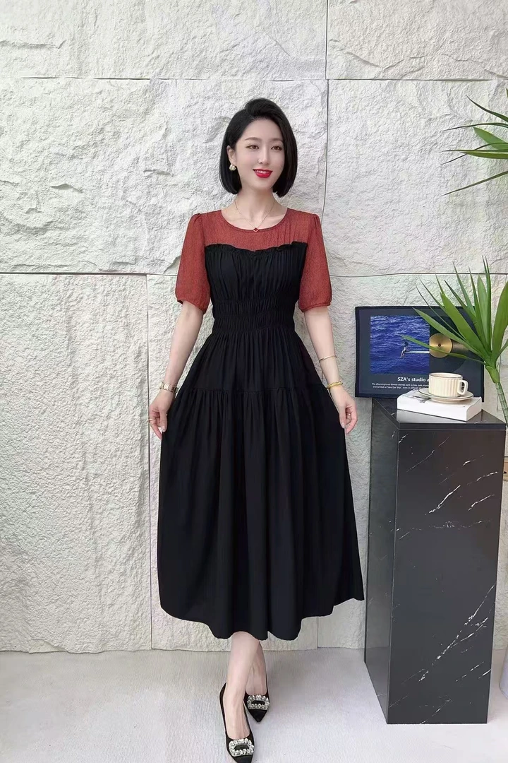 701-夏季松紧腰遮肚子显瘦连衣裙