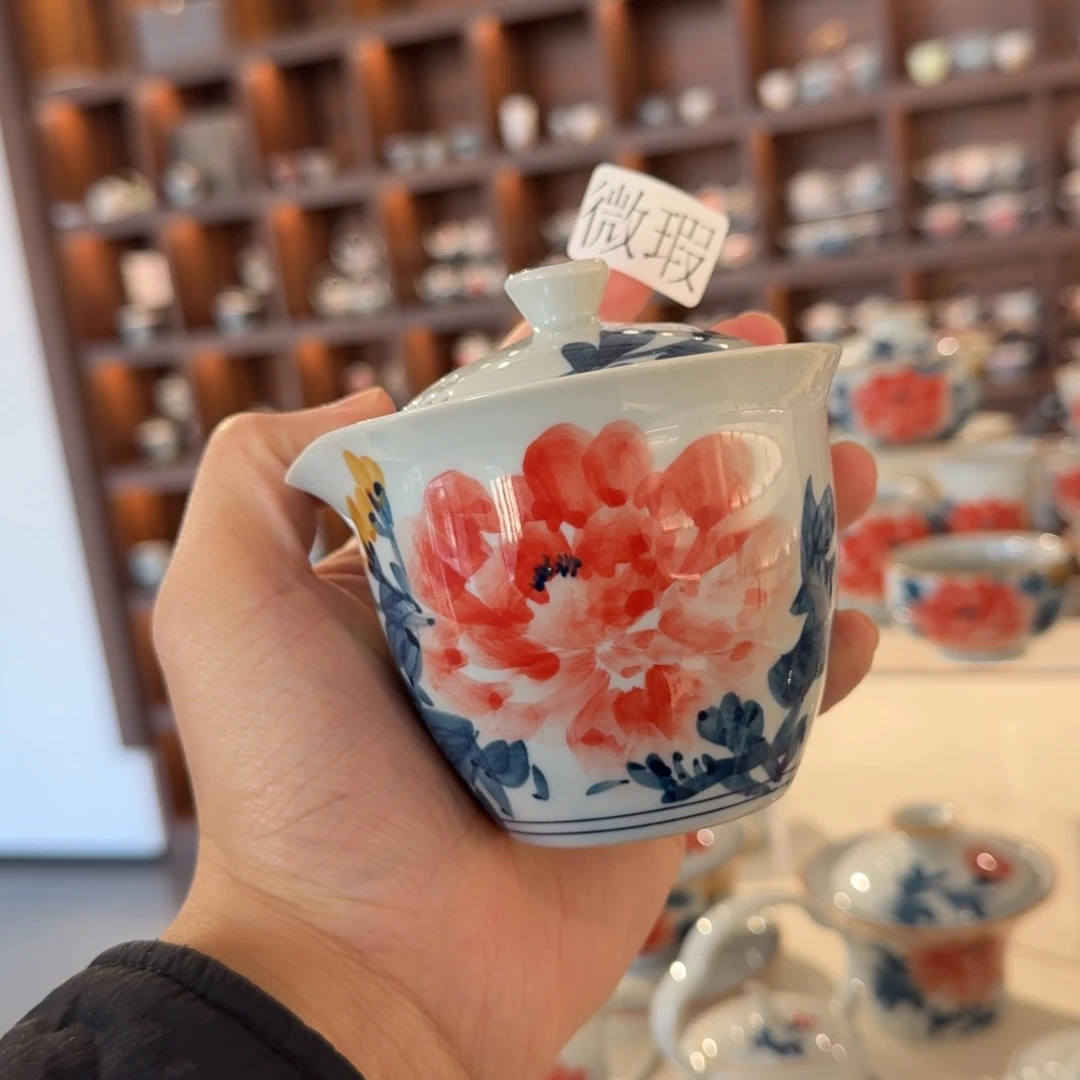 釉下手绘茶具微瑕