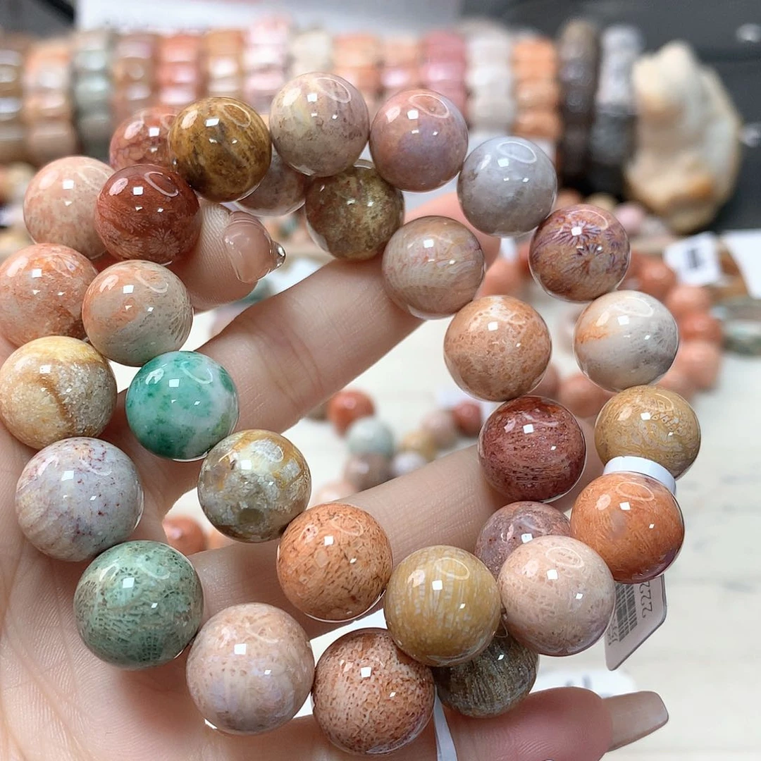 硅化珊瑚（珊瑚玉）手链未镶嵌幸*福082