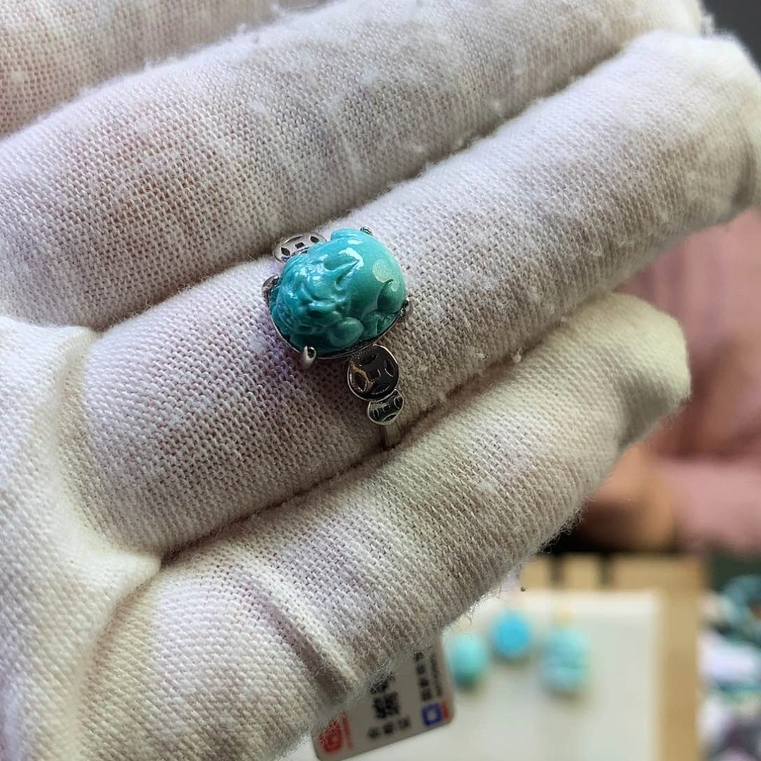绿松石戒指银S925镶嵌