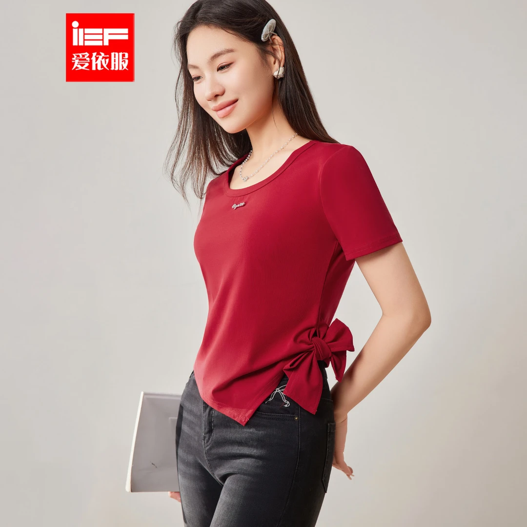 IEF/爱依服2025夏季新款大码女装简约休闲通勤百搭气质T桖设计感