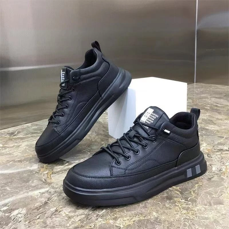 【单棉同款】秋冬男鞋休闲鞋皮面防滑厚底男士板鞋防水运动男鞋152