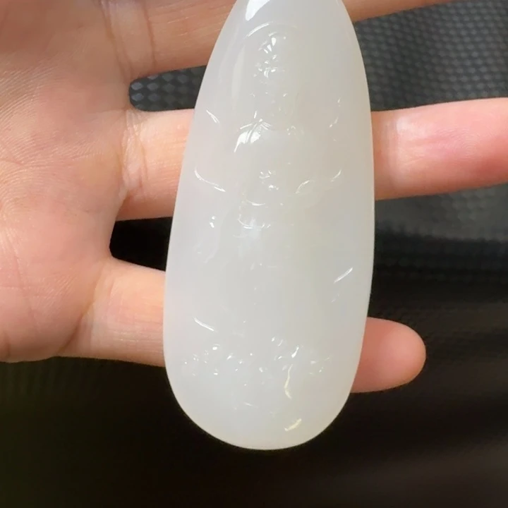 和田玉未镶嵌毛衣链羊脂白玉观音