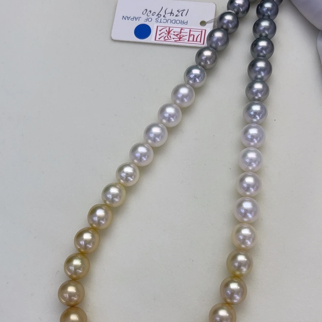 海水珍珠银S925镶嵌项链真科研10-10.4mm四季彩