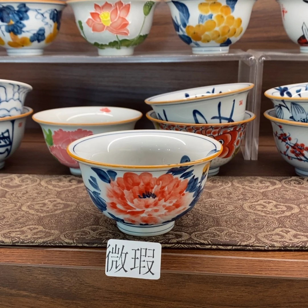 釉下手绘茶具微瑕手工绘制