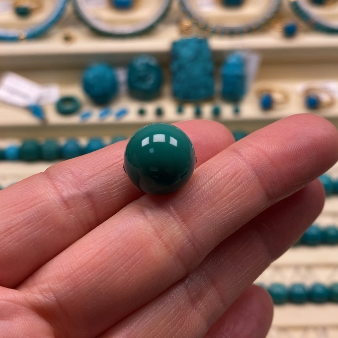 绿松石未镶嵌珠宝奇石直径13圆珠