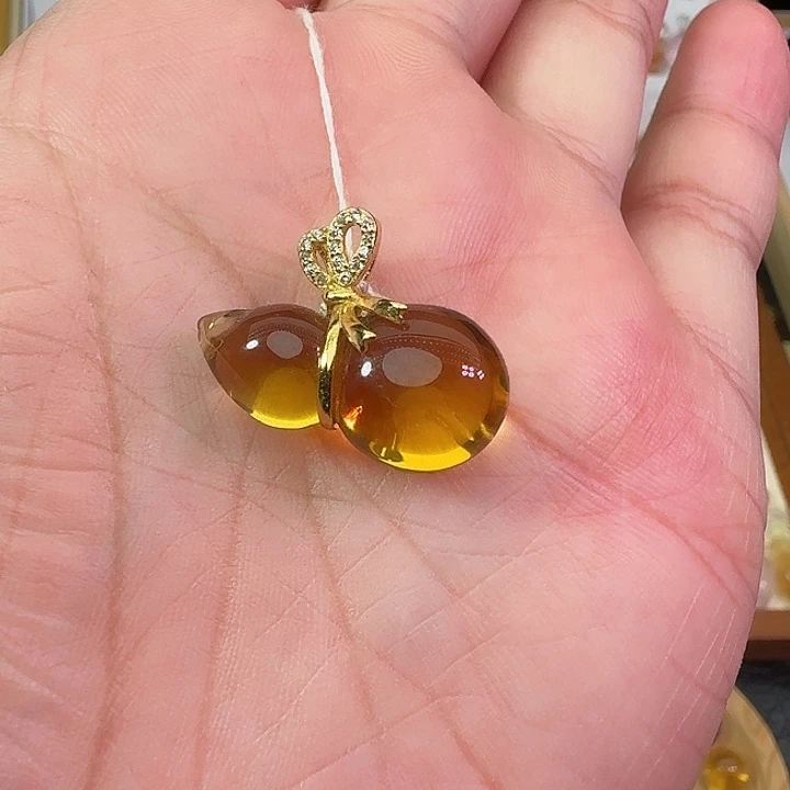 黄晶颈饰银S925镶嵌吊坠